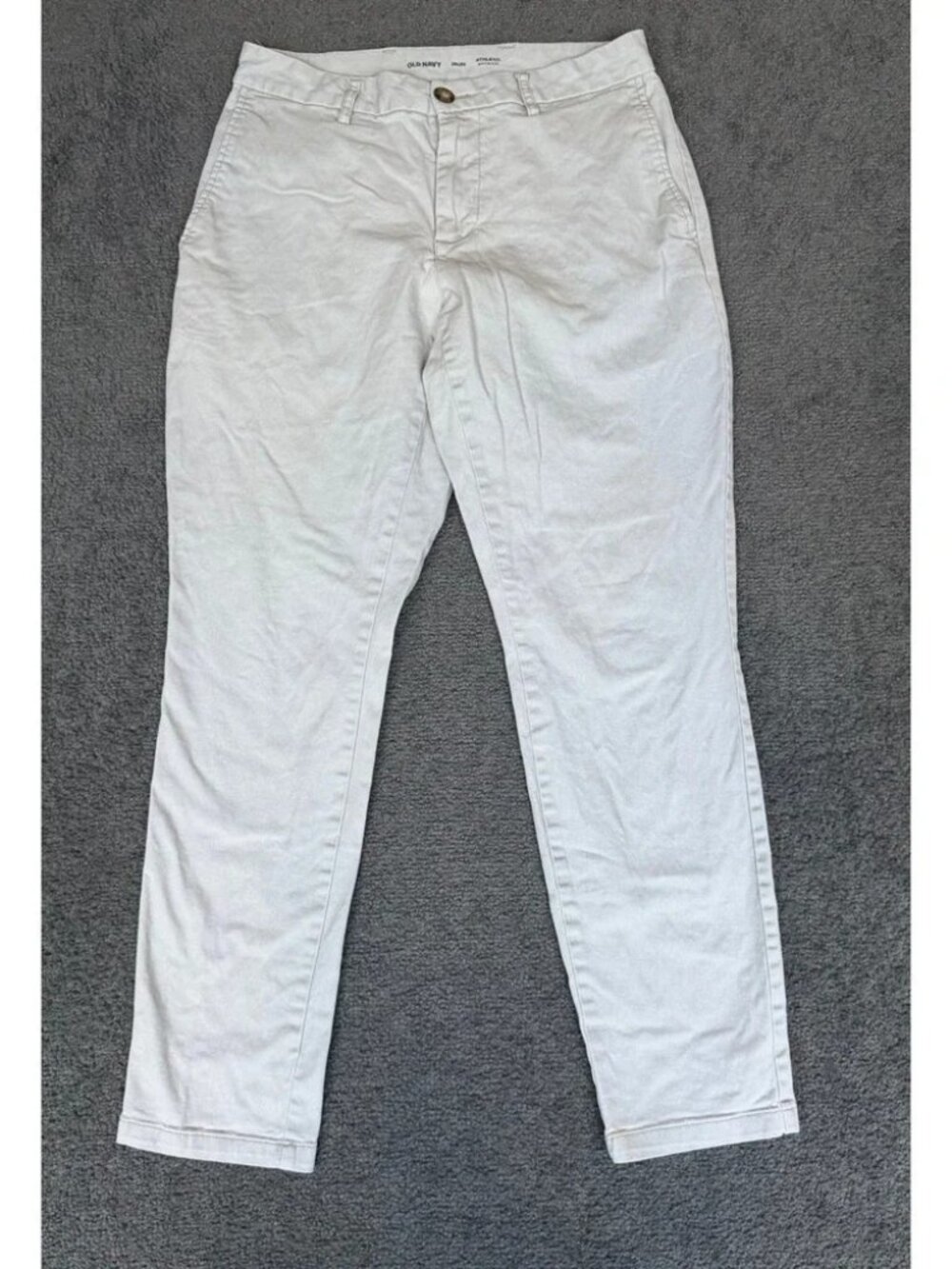 Old Navy Mens Athletic Built-In Flex Chino Pants 29x30 Light Khaki Stone Stretch